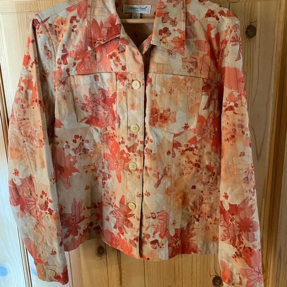 Coldwater Creek Floral Jacket - Red and Tan